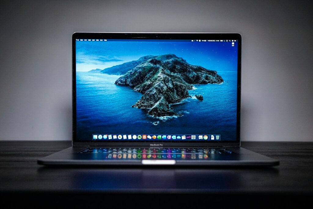 MacBook Pro showing a fresh macOS installation